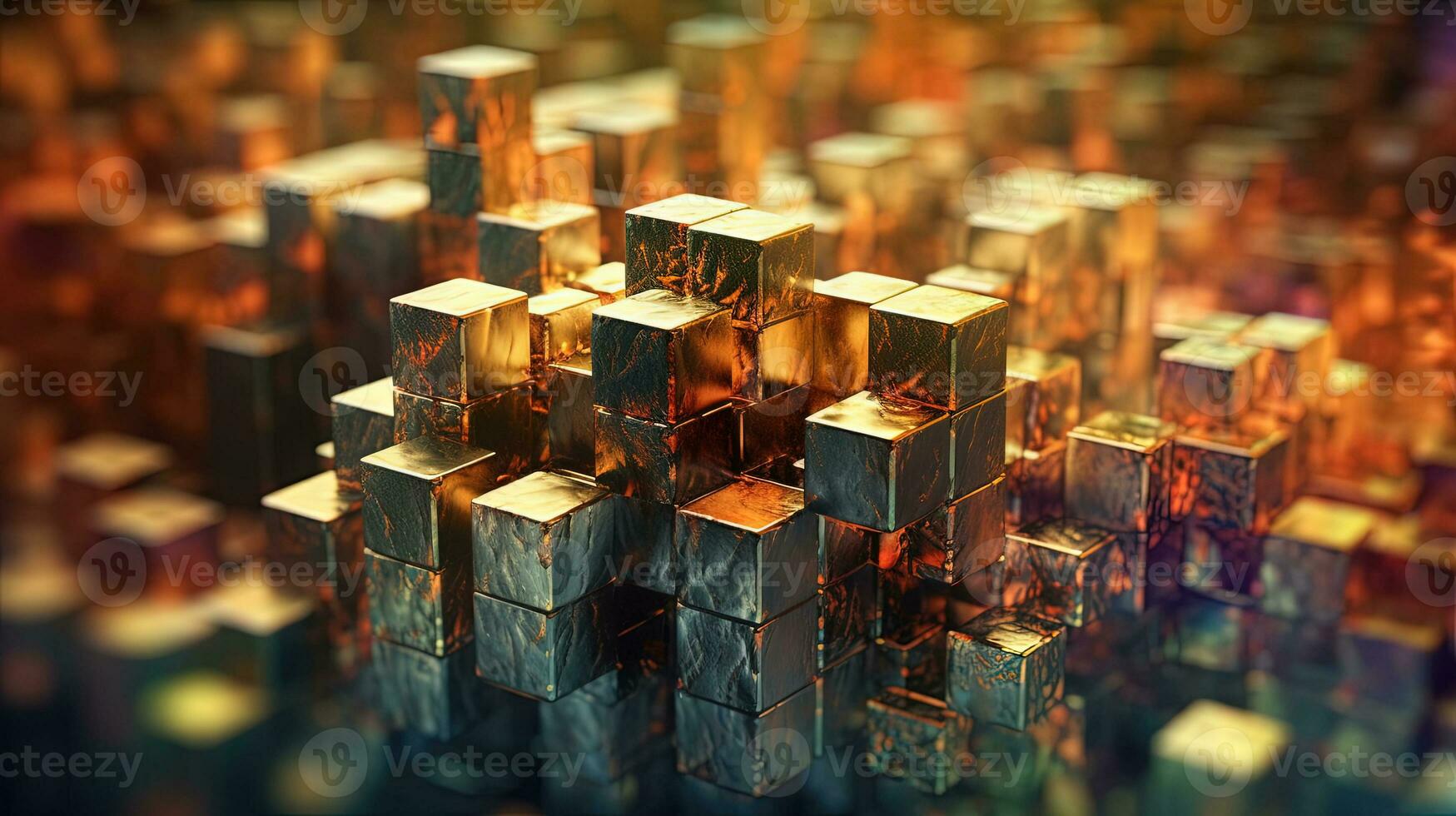 Abstract background with structure of cubes. Colorful cubes texture for technology backdrop. Generated AI. photo