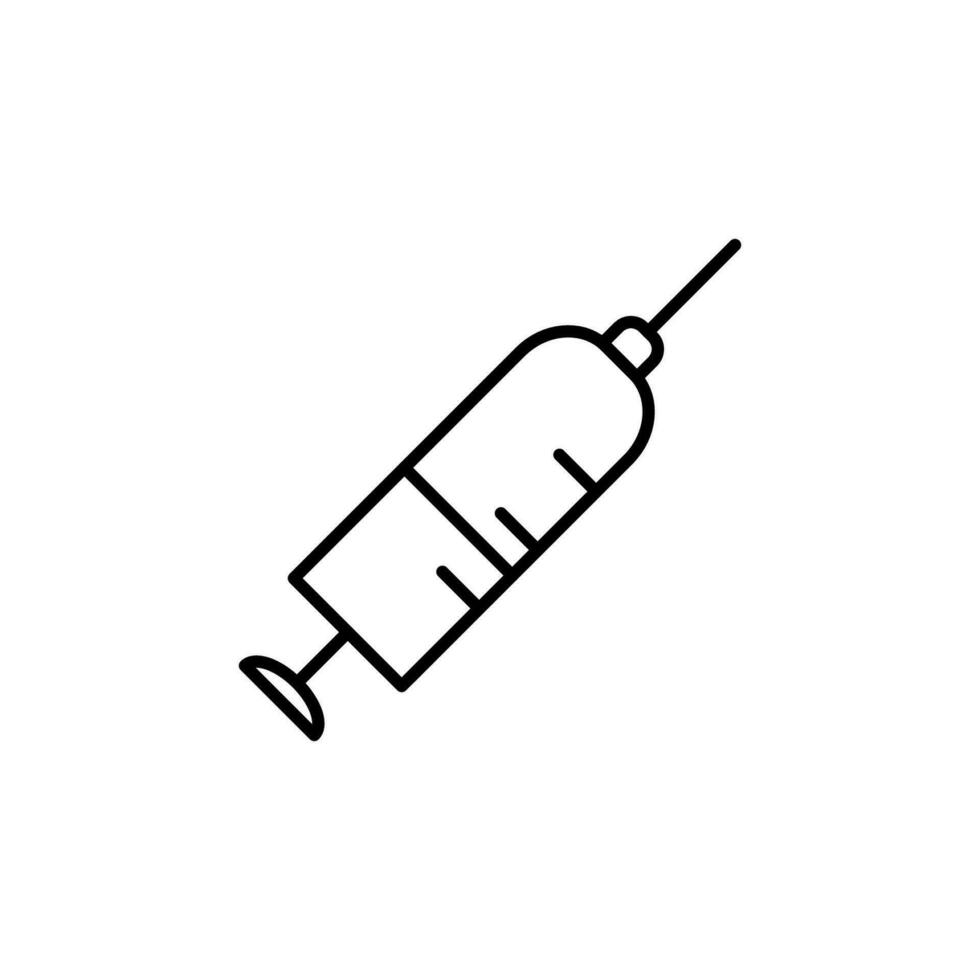 Syringe Vector Symbol for Stores and Shops. Suitable for books, stores, shops. Editable stroke in minimalistic outline style. Symbol for design