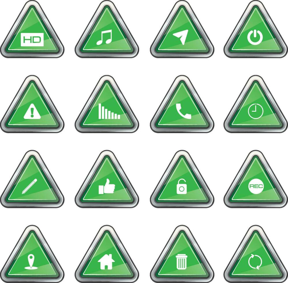 el verde triángulo botón tiene varios simbolos vector