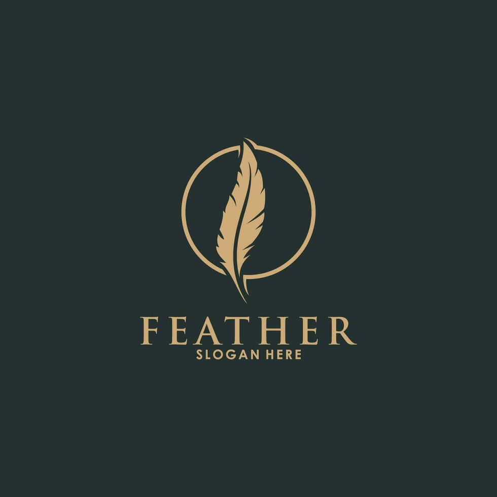 feather logo template vector icon, creative feather logo design