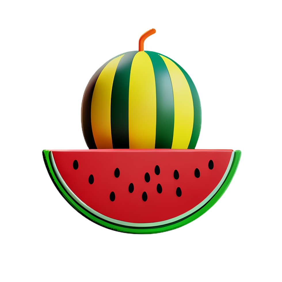 watermelon 3d rendering icon illustration png