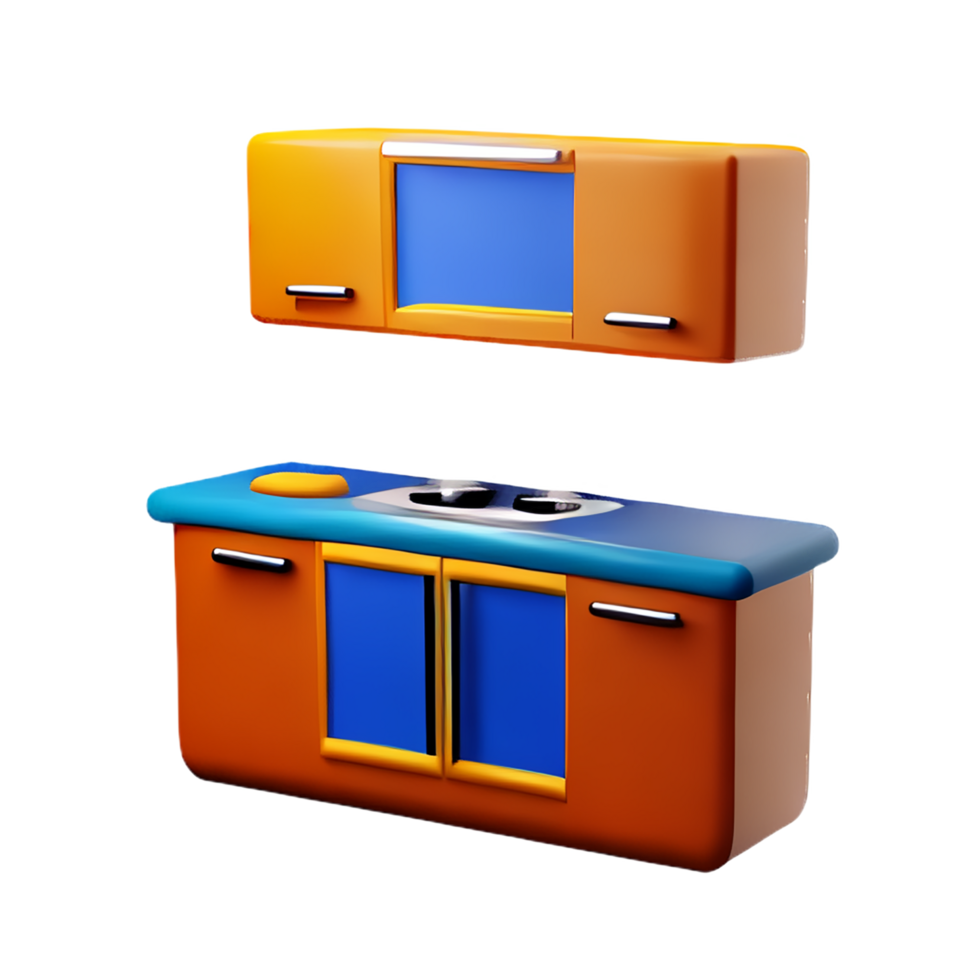 kitchen 3d rendering icon illustration png