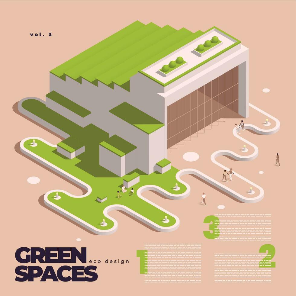 Urban City Green Spaces Eco Design Isometric Concept vector