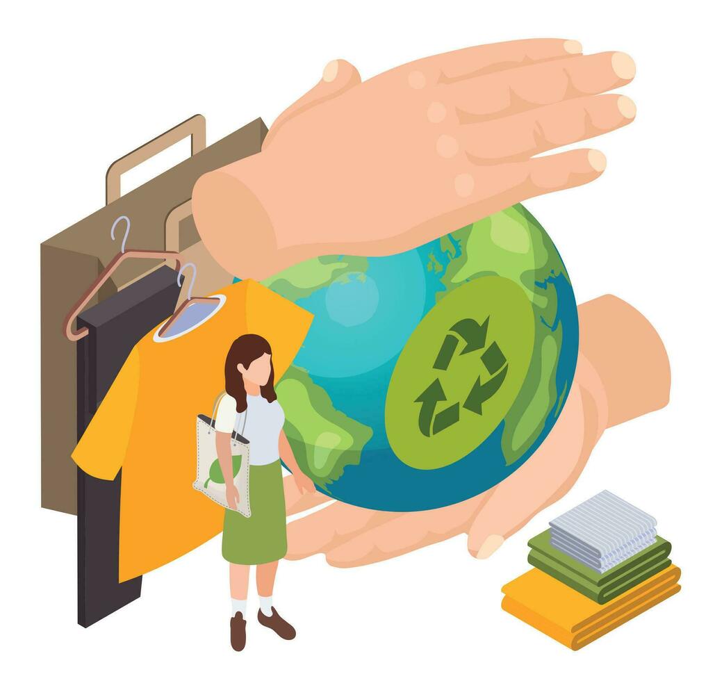 Sustainable Clothes Globe Composition vector