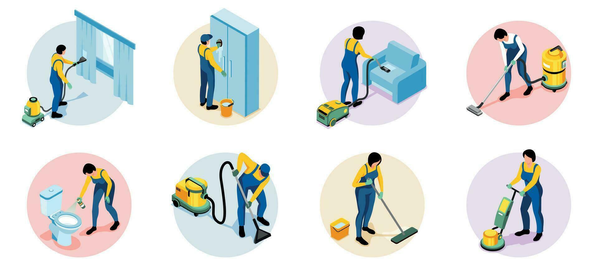 Cleaning Service Round Compositions vector