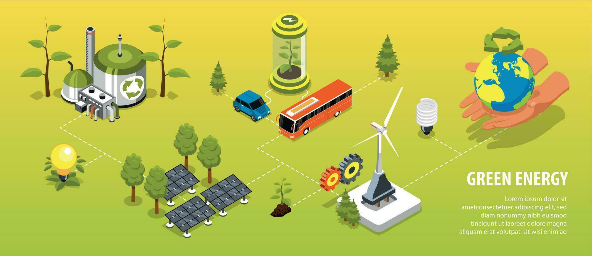 Green Energy Isometric Infographics vector