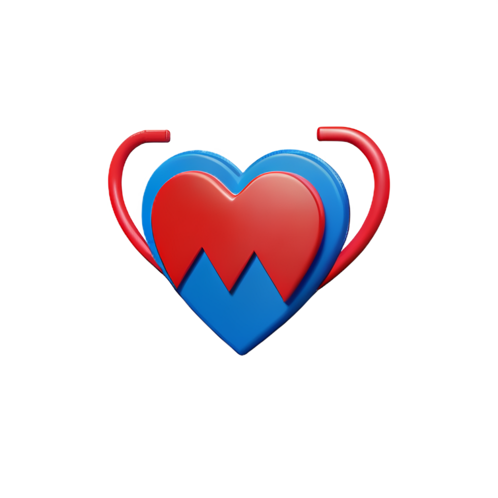 heart line 3d rendering icon illustration png