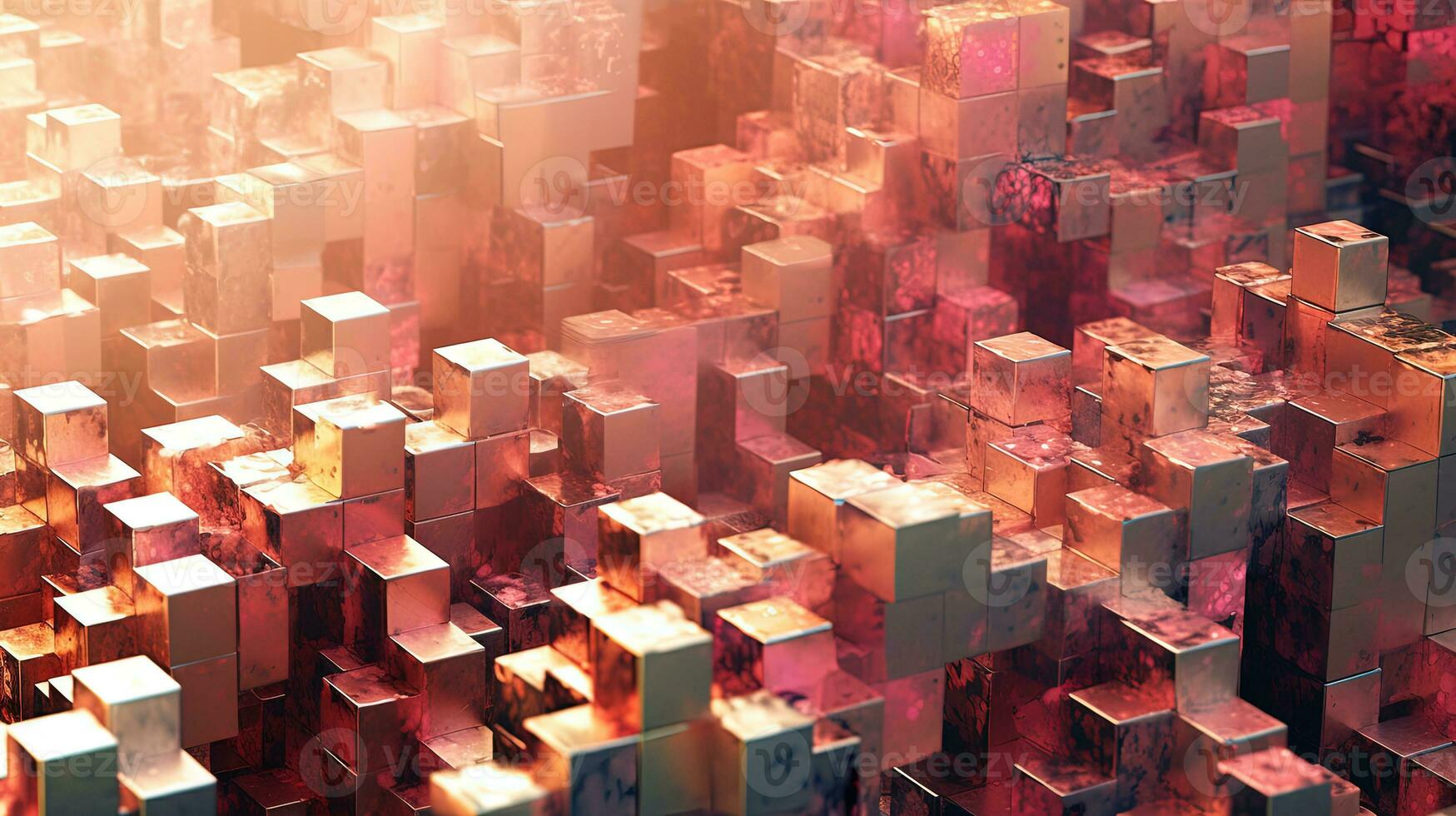 Abstract background with structure of cubes. Colorful cubes texture for technology backdrop. Generated AI. photo
