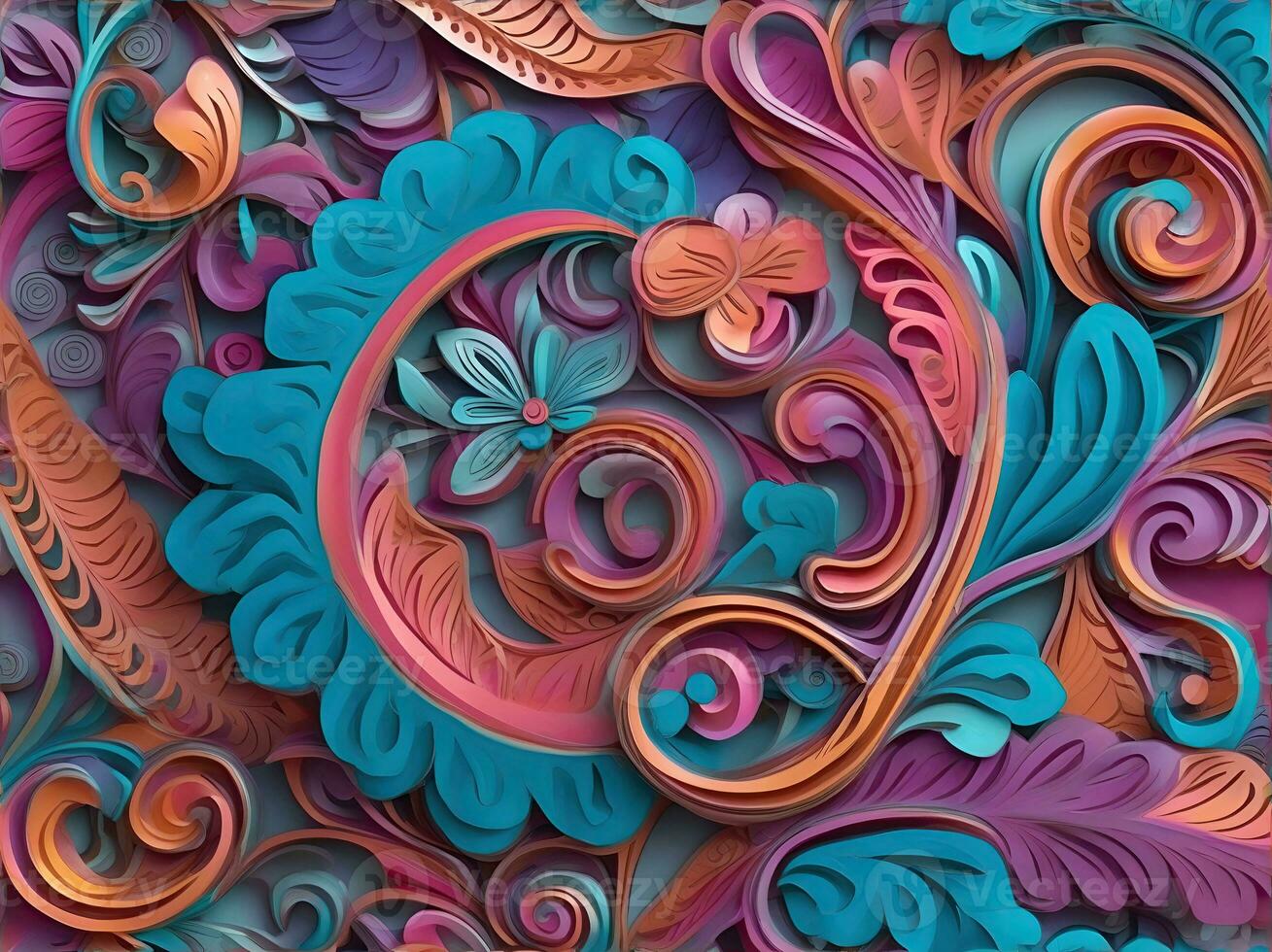 madera tallado con floral motivos foto