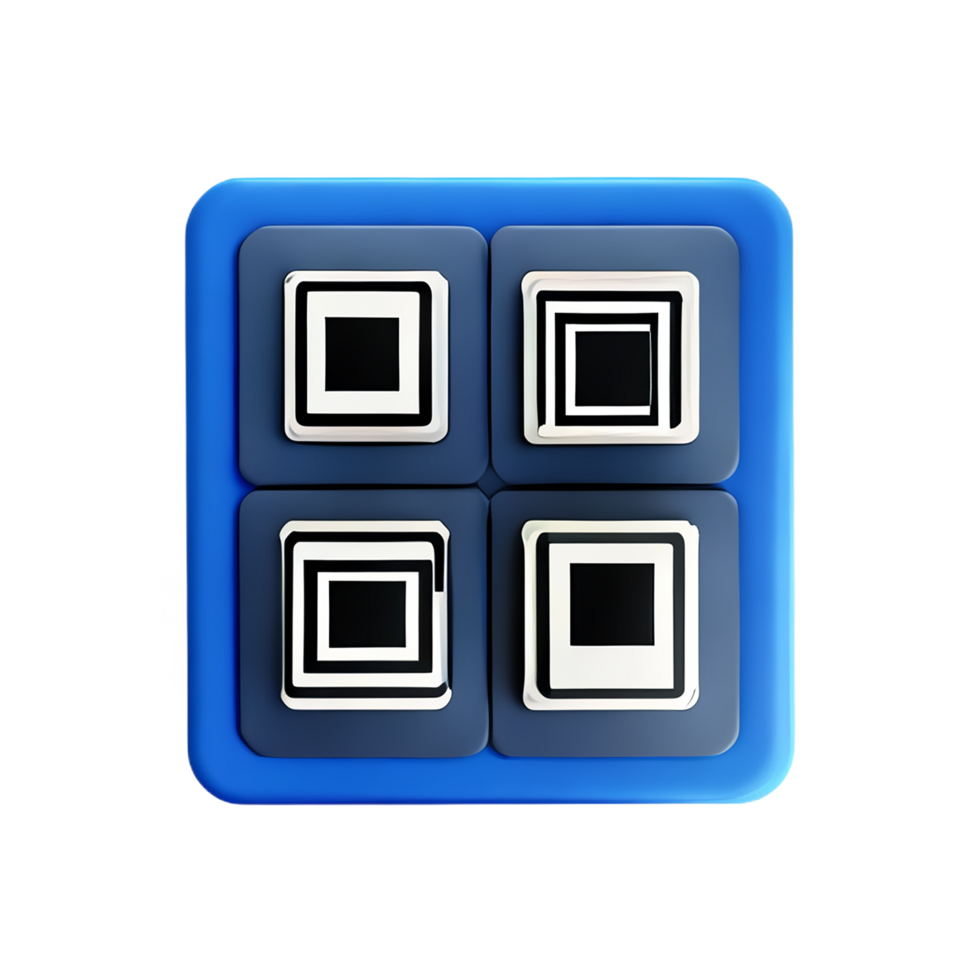 qr código 3d representación icono ilustración png