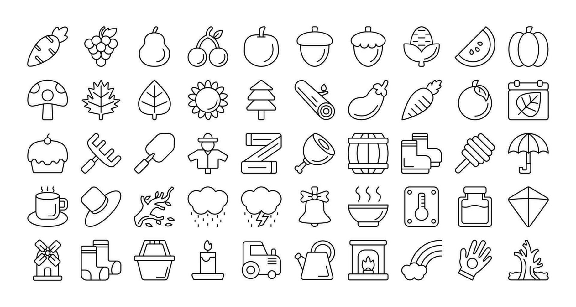 colección de otoño iconos contorno icono vector