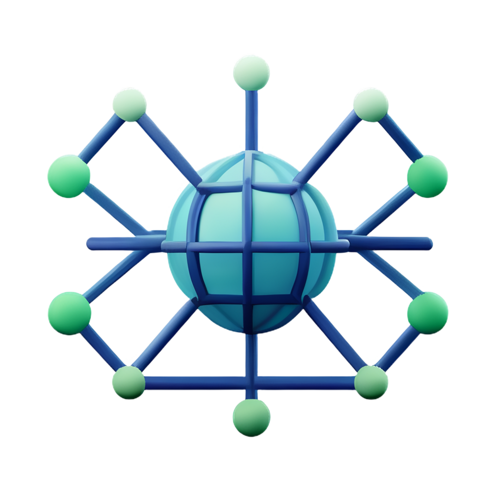 network 3d rendering icon illustration png