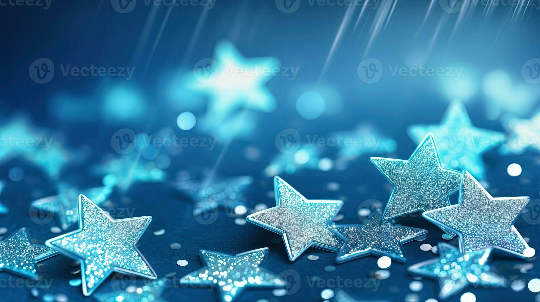 Abstract shiny background with blue glitter. Scattered confetti sparkles with light blue pastel color. Generated AI. photo