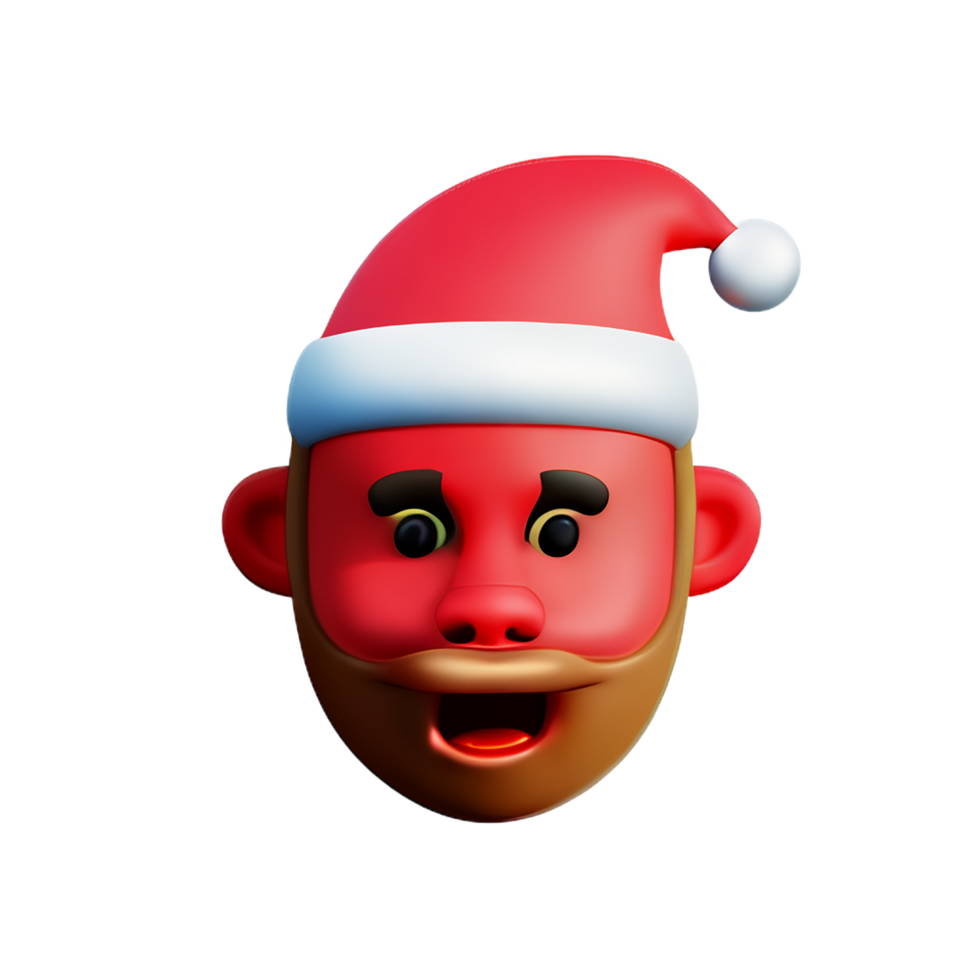 santa claus face 3d rendering icon illustration png