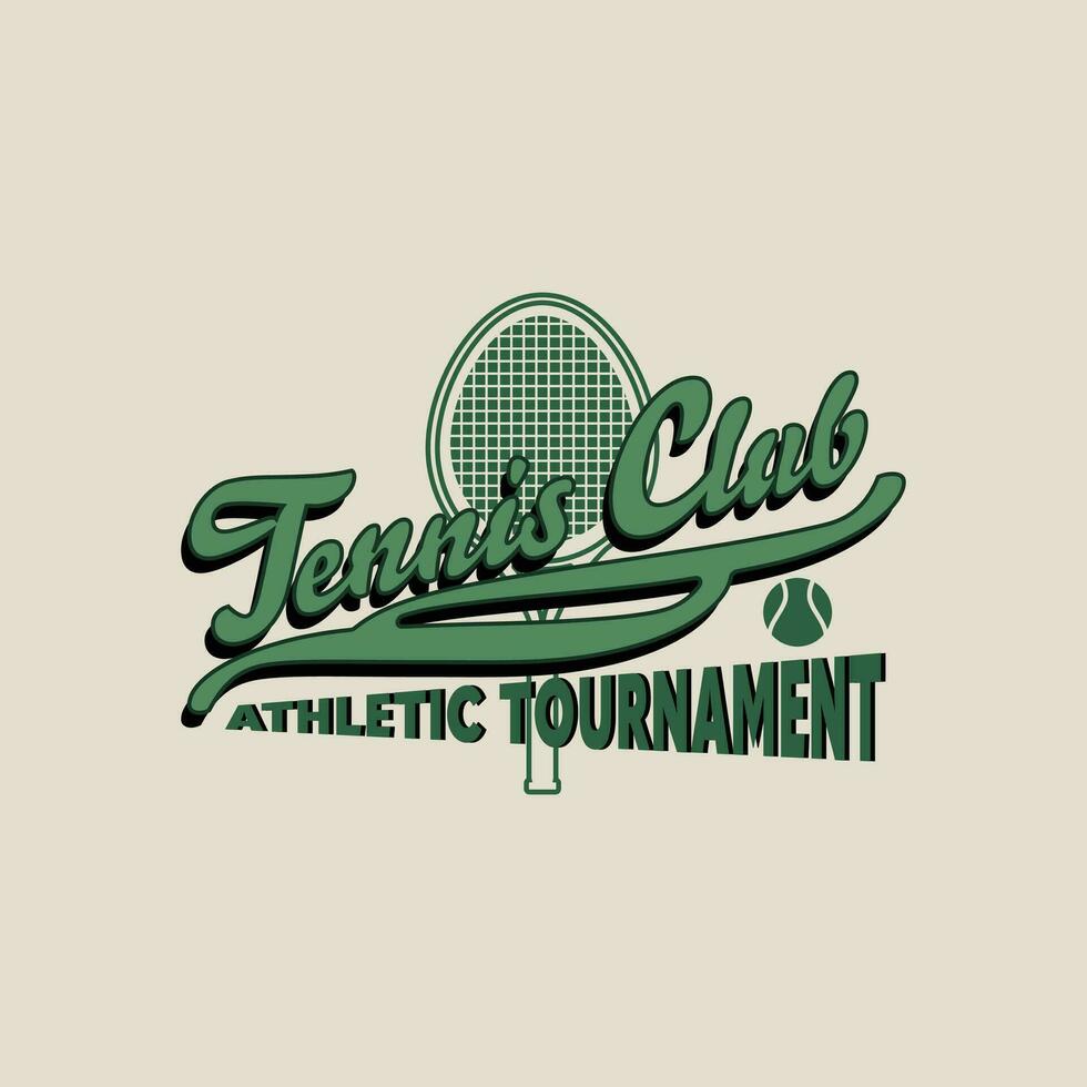 Retro varsity tennis logos prints. University slogan typography design. Vector illustration for fashion tee, tshirt and poster