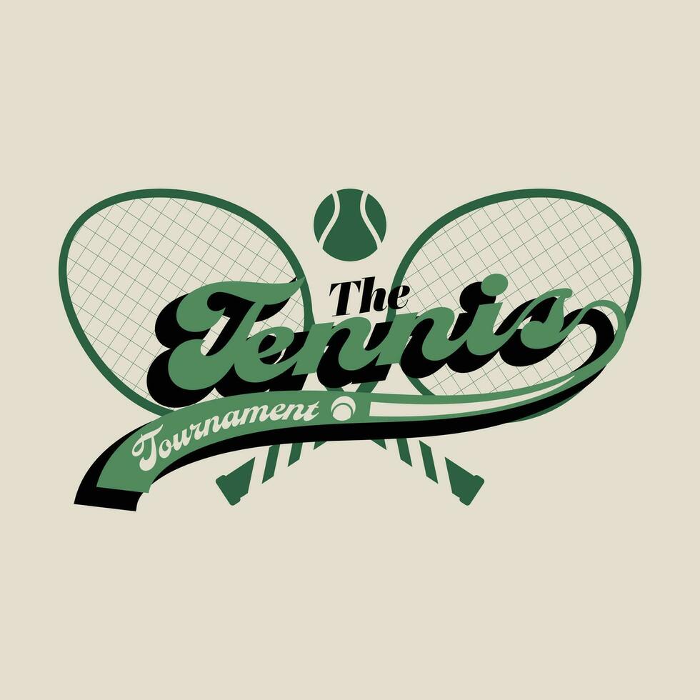 Retro varsity tennis logos prints. University slogan typography design. Vector illustration for fashion tee, tshirt and poster