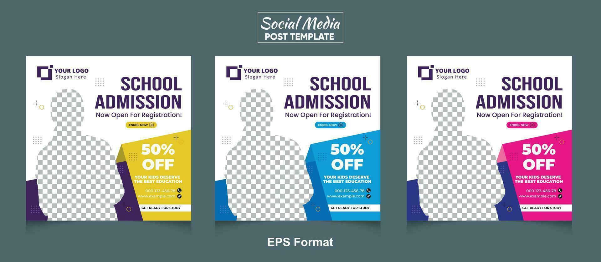 School Admission Promotion Social Media Post Template Design vector