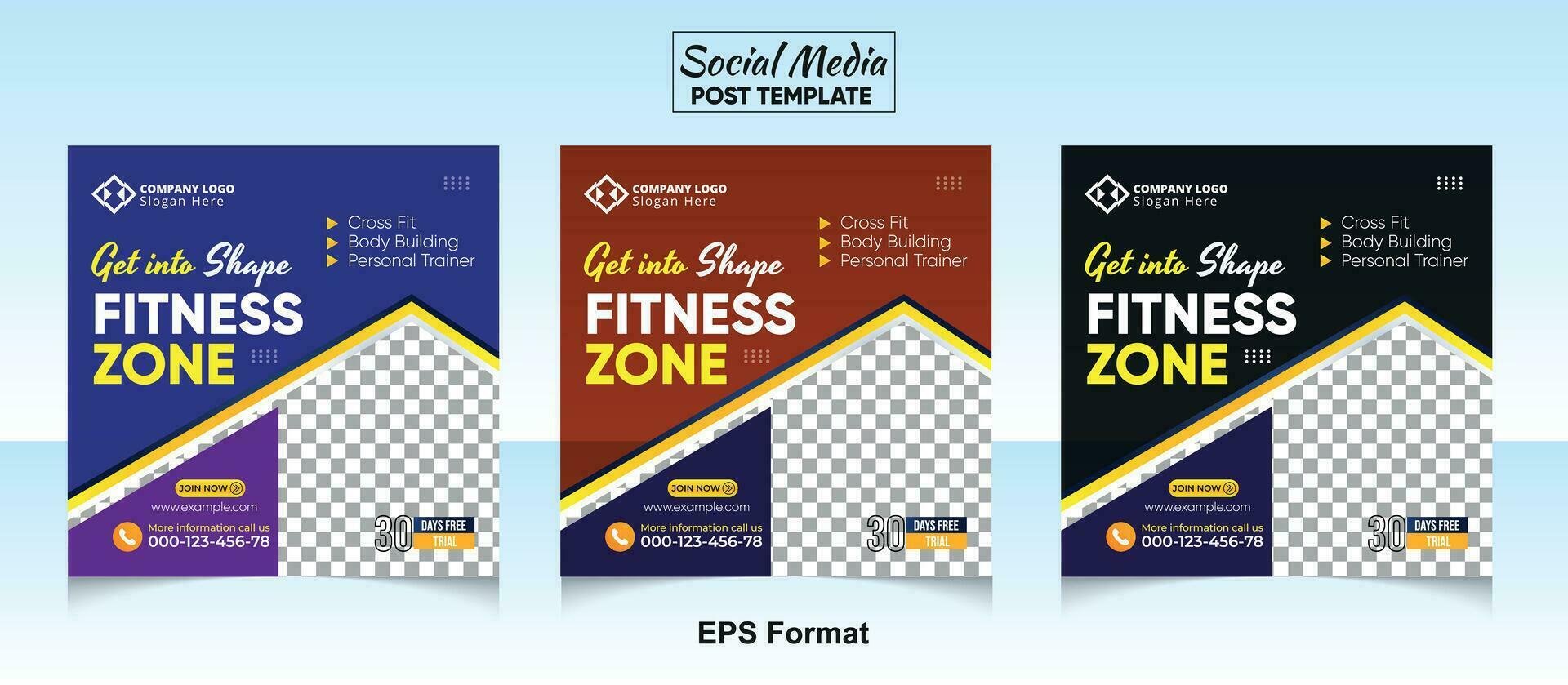 Gym and fitness square flyer post banner and social media post template design vector