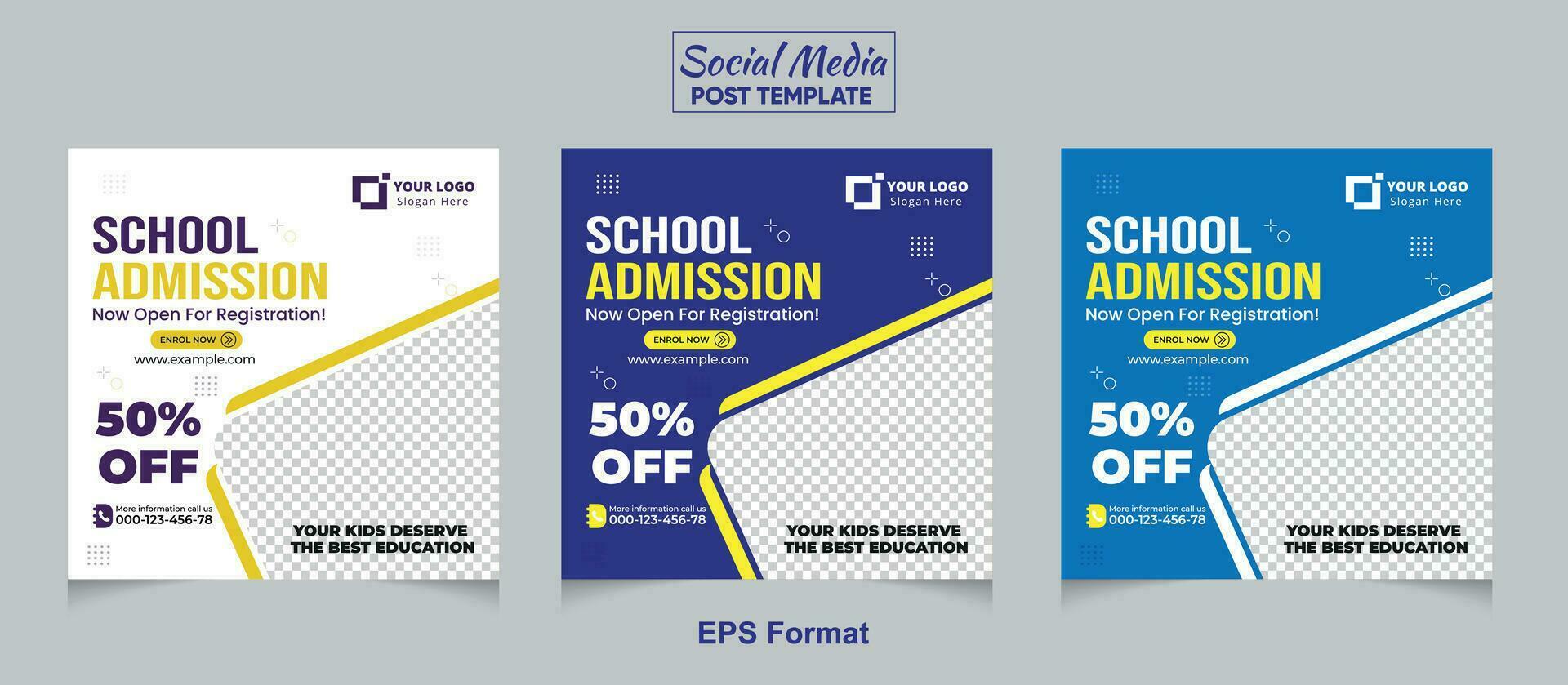 School Admission Promotion Social Media Post Template Design vector