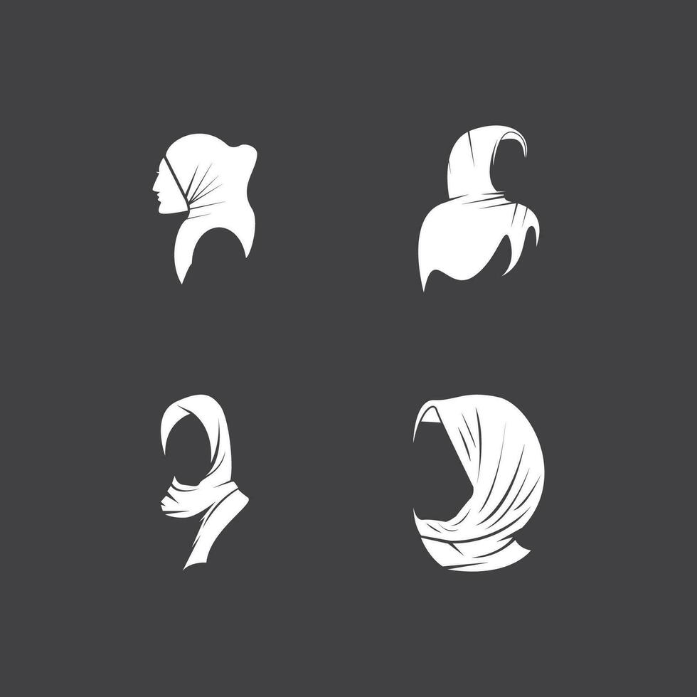 hijab mujer silueta icono y símbolo vector