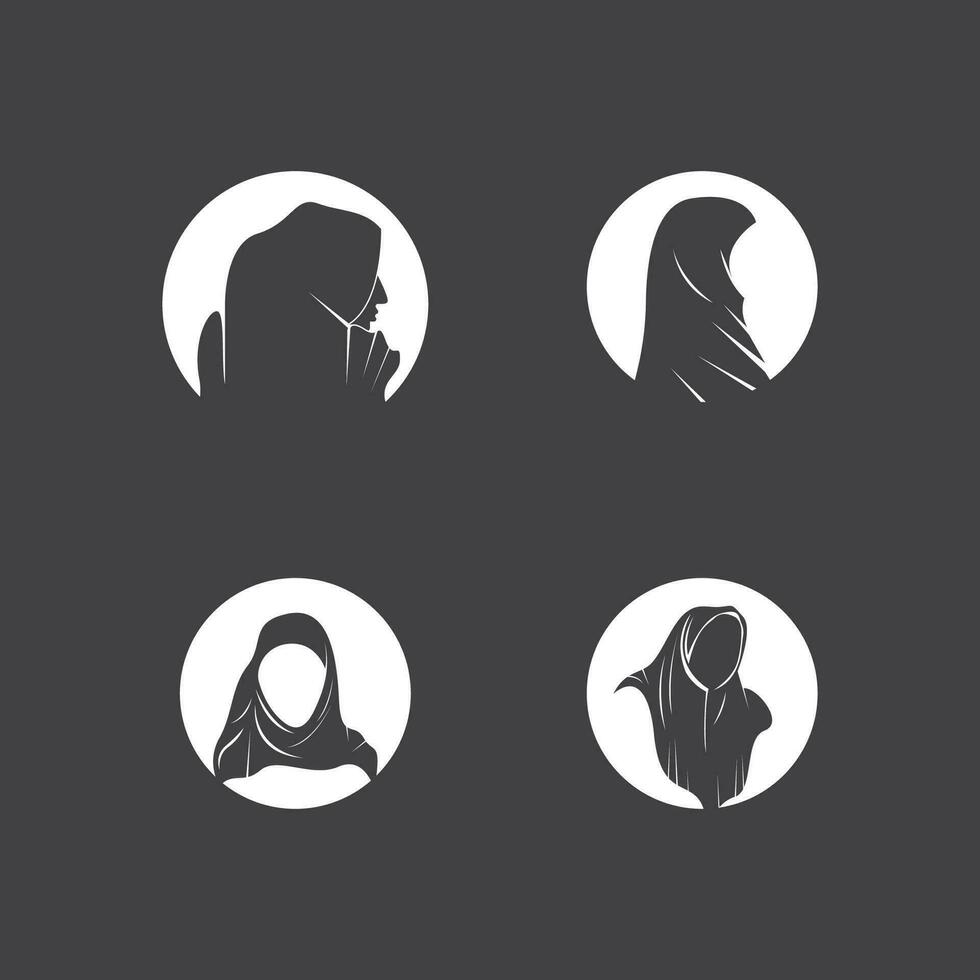 hijab mujer silueta icono y símbolo vector