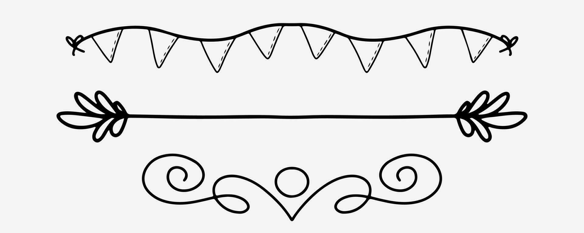 Hand drawn dividers collection. Decorative art dividers in doodle style. Swirl art lines in vector. EPS10 vector