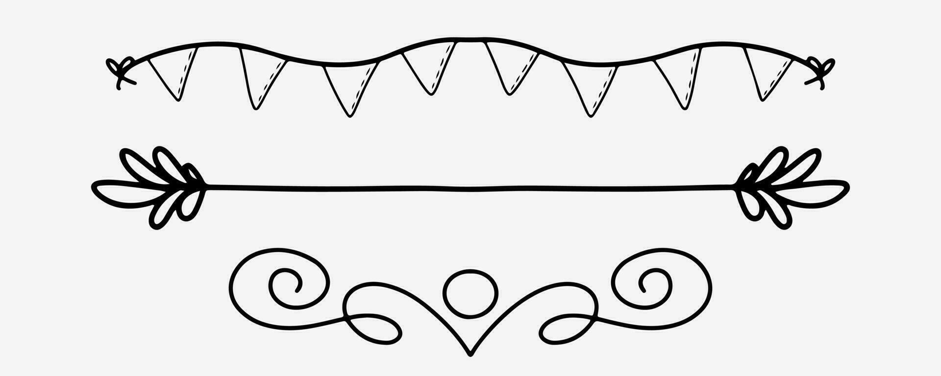 Hand drawn dividers collection. Decorative art dividers in doodle style. Swirl art lines in vector. EPS10 vector