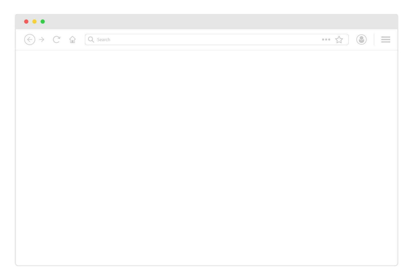 Browser window. White website mockup. Internet blank page. Isolated desktop browser screen. Network website template. Simple design. Light ui of computer web toolbar. EPS 10. vector