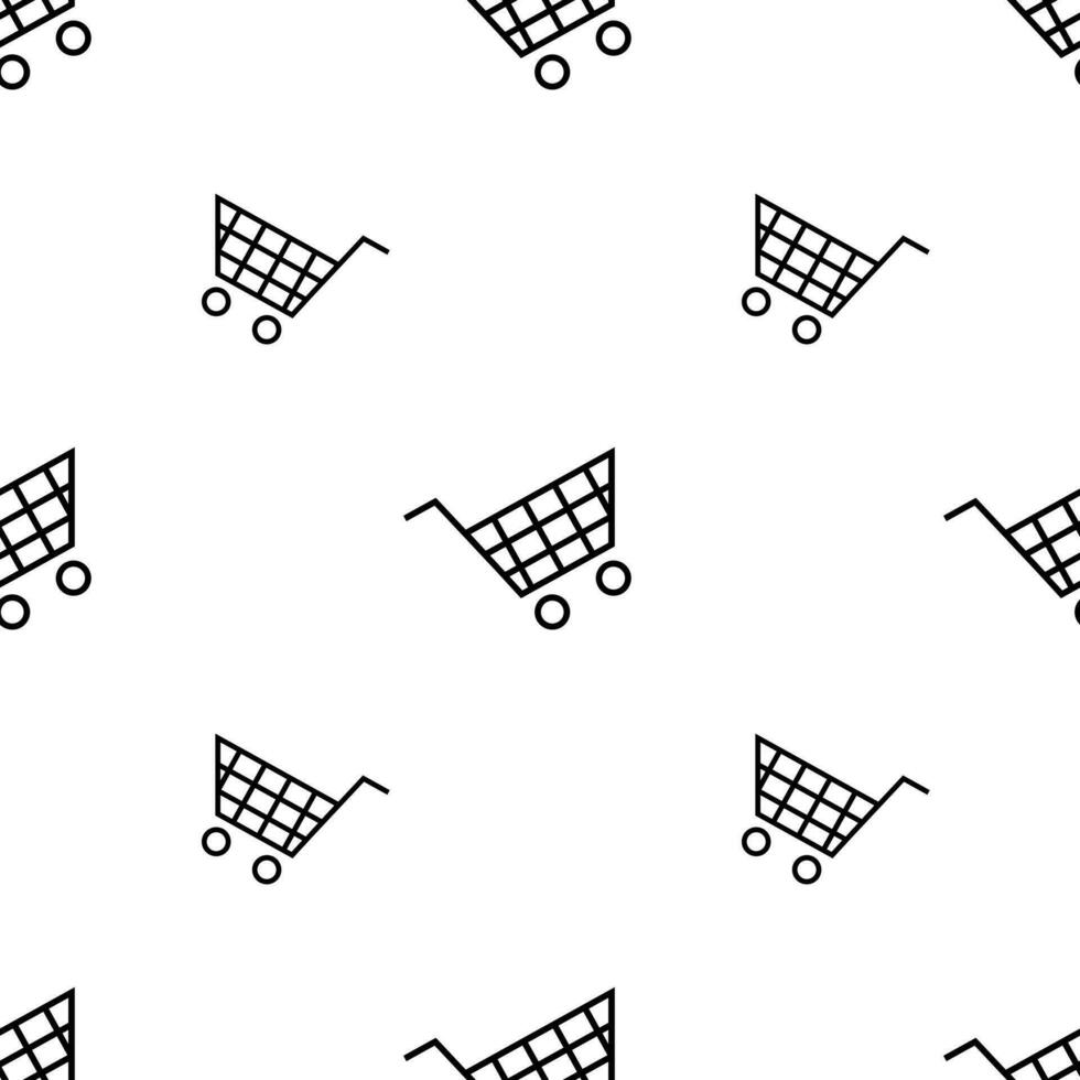 Shopping cart, seamless pattern, vector. vector
