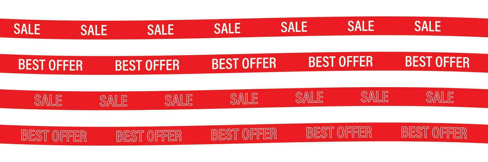 Sale and best offer ribbon banners. Isolated sale label in red. Best price template on white background. Vector illustration. EPS 10.