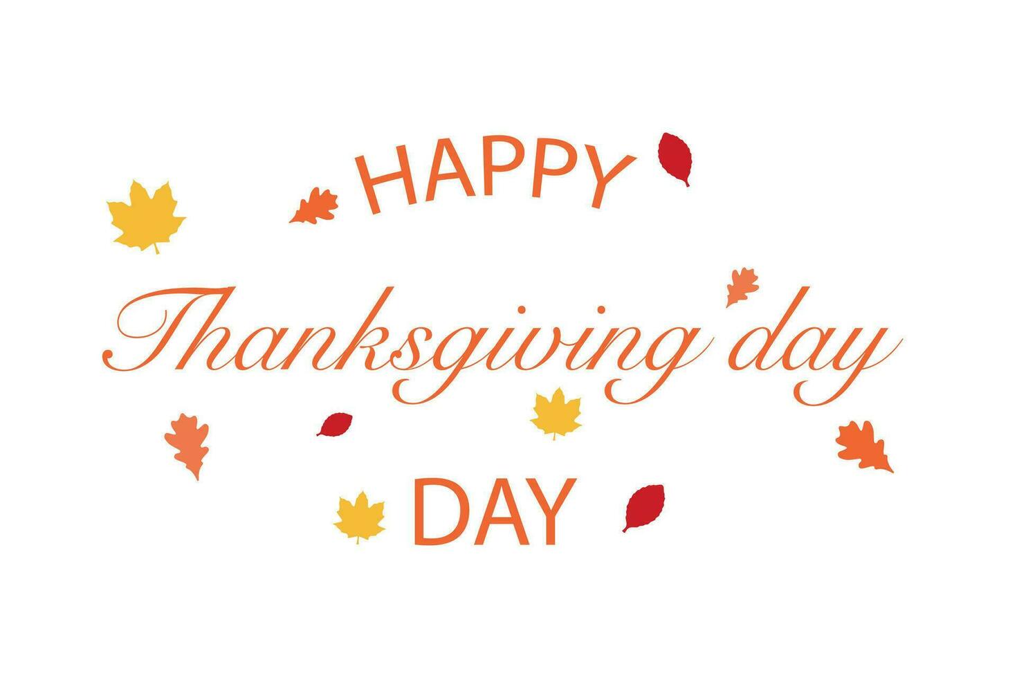 Happy thanksgiving day. Autumn poster with leaves in yellow and orange colors. Invitation template. Thanks giving poster. October and november holiday. Vector EPS 10.