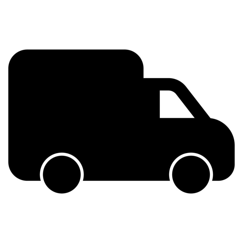 Delivery lorry. Shipping van. Courier transport. Lorry icon. Delivery symbol in glyph vector
