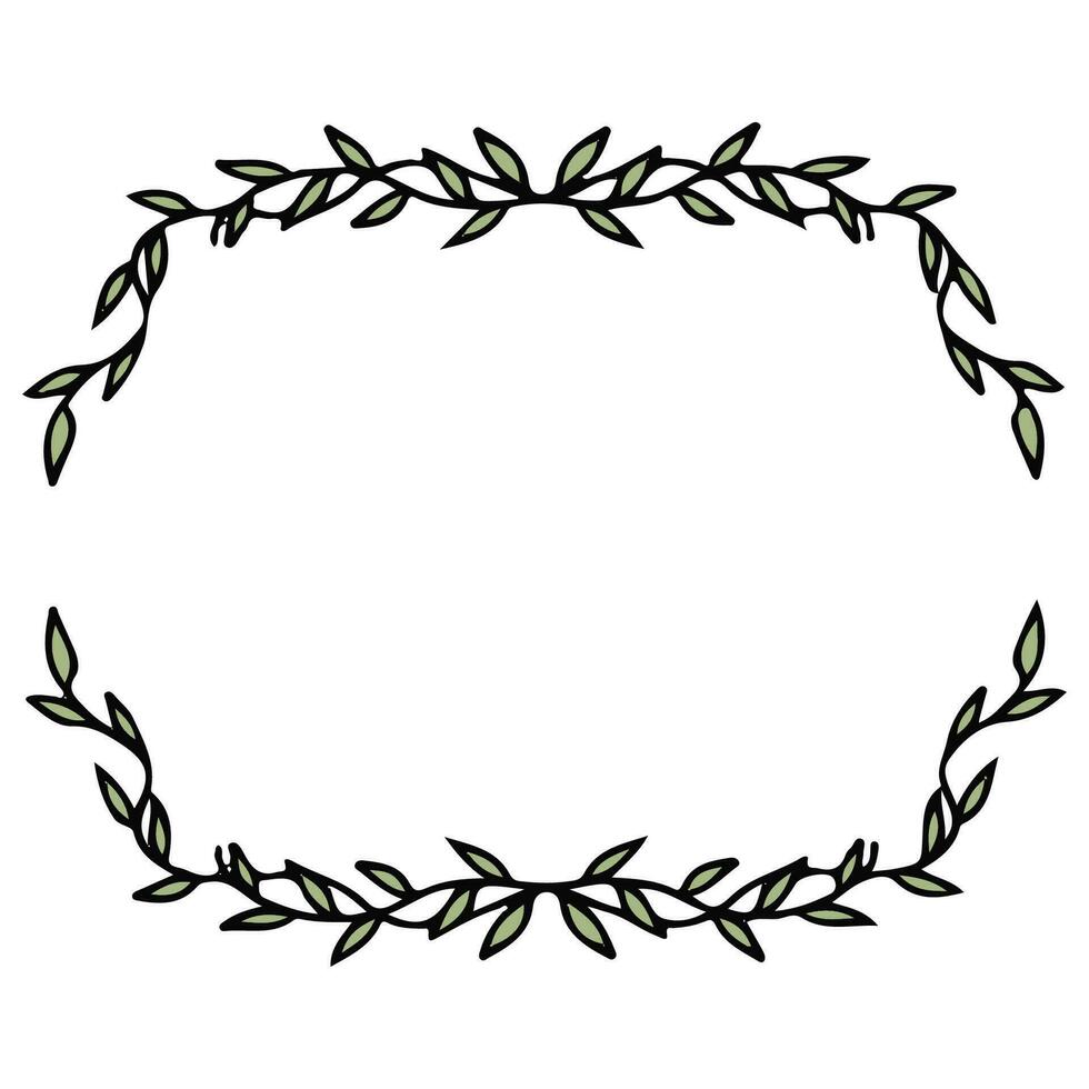 Square frame with leaves. Hand drawn wreath frame. Doodle style. vector