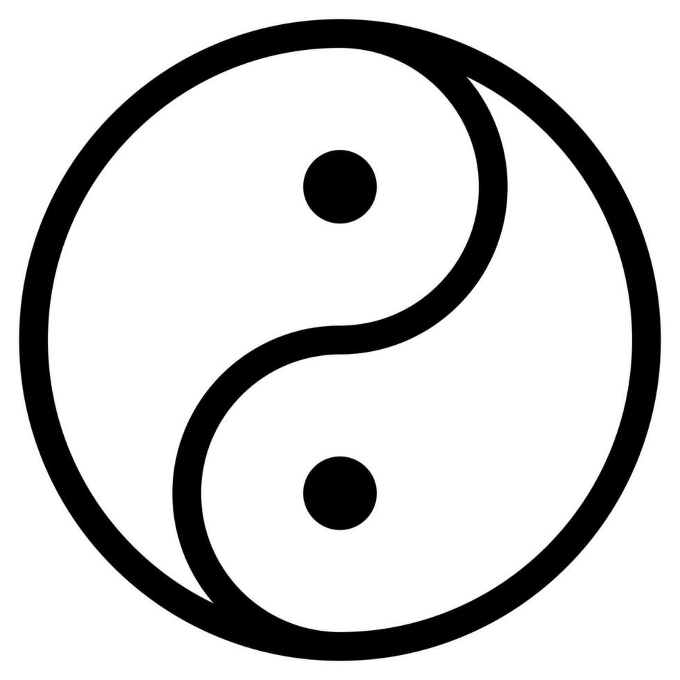 Ying and yang. Harmony symbol. Outline yin yang in circle. Transparent balance symbol in black and white vector