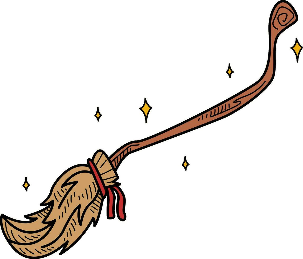 Cackling Witch Broom halloween Illustration vector