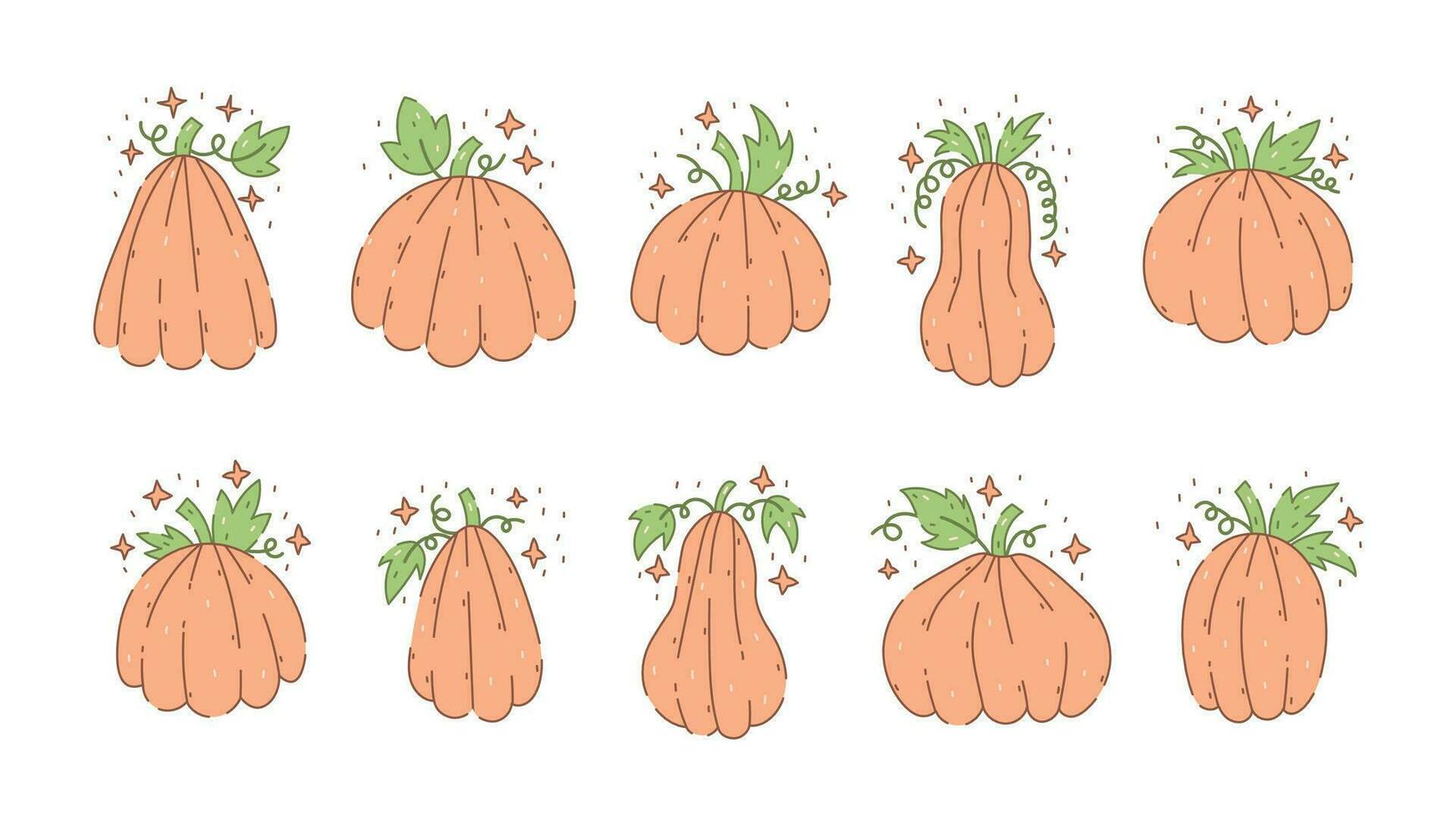 Pumpkins doodle set vector