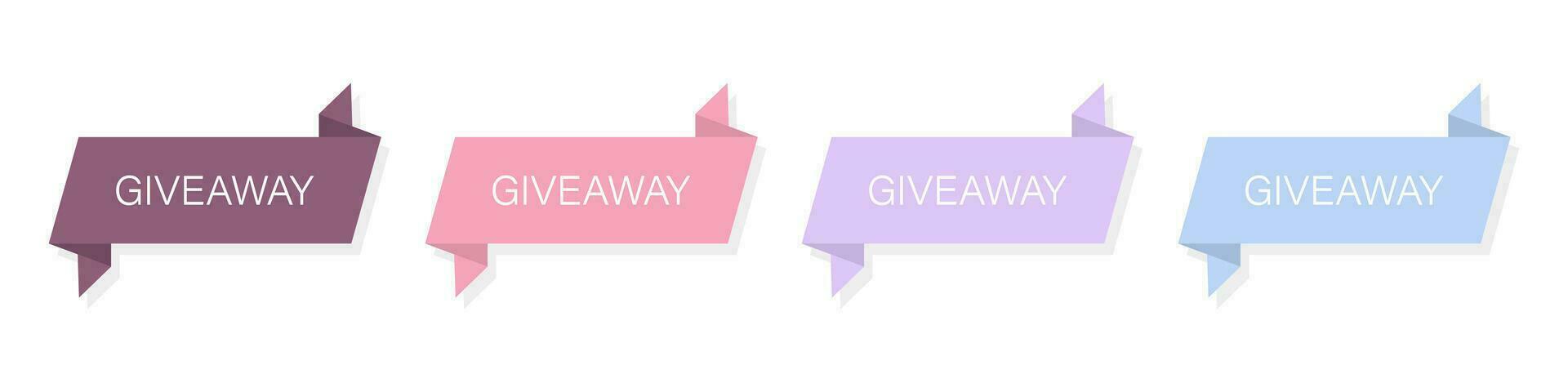 Giveaway banner. Winner competition set. Contest ribbons on white background. Give away poster template. Isolated concept flyer with text. Graphic promotion set. Vector EPS 10.