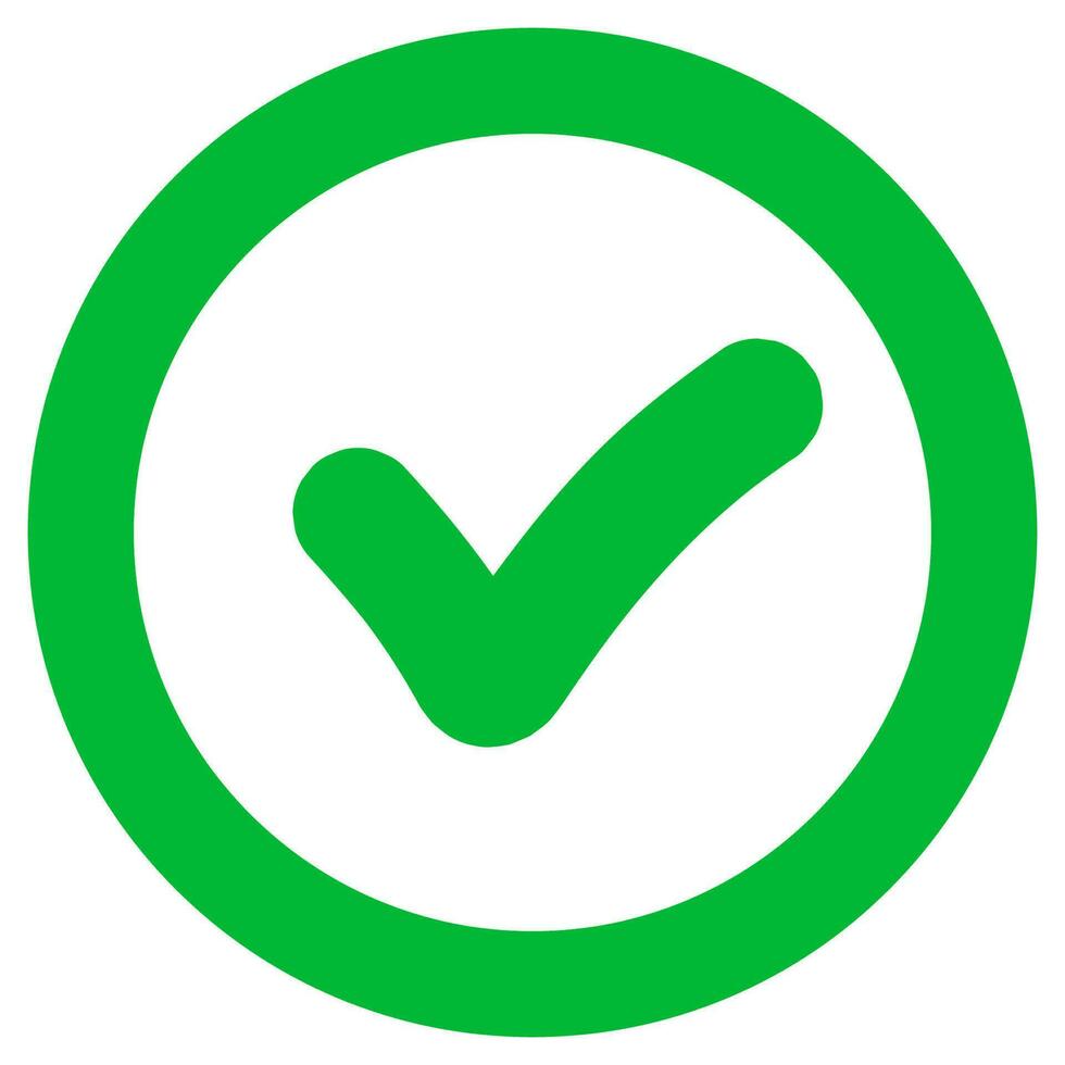 Green tick. Checkmark. Correct tick. Yes symbol vector