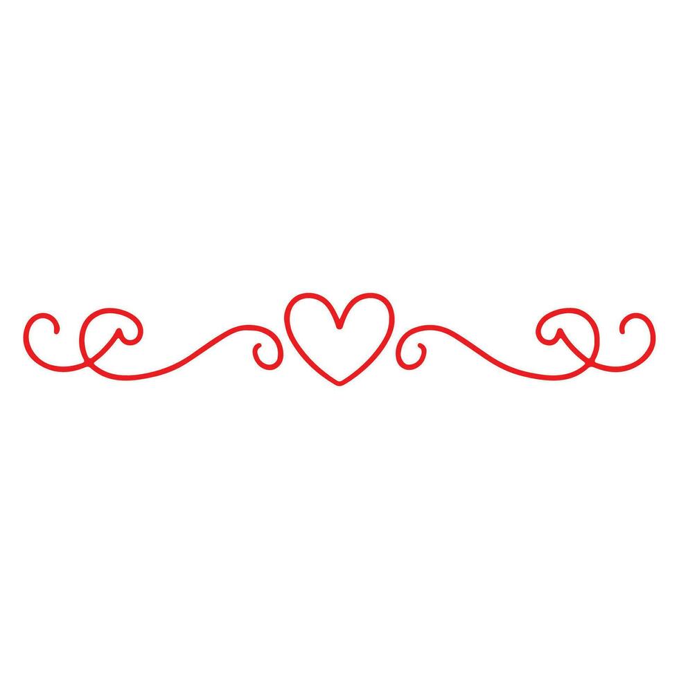 Love divider. Romantic divider. Curve style. Hand drawn vector