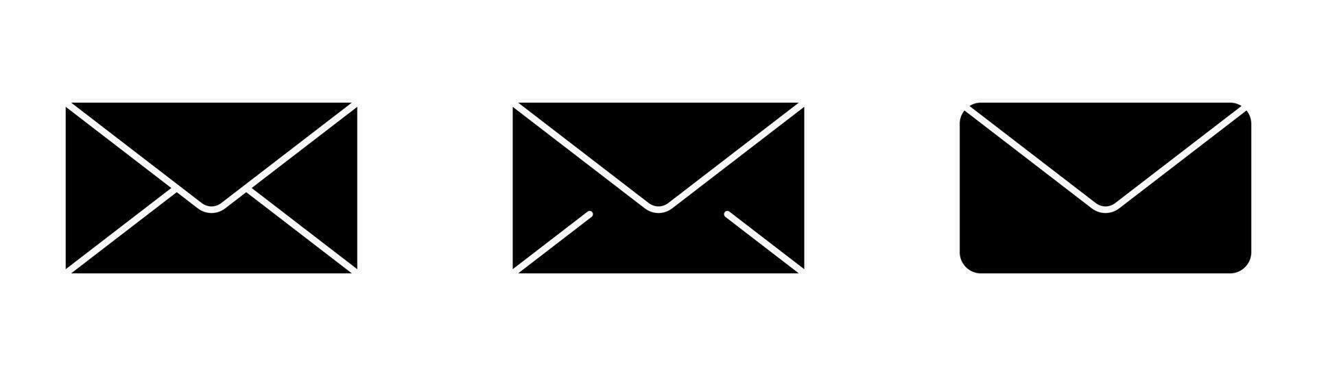 Envelope icons set. Black mail icons. Email symbol. Envelope set. Contact sign vector