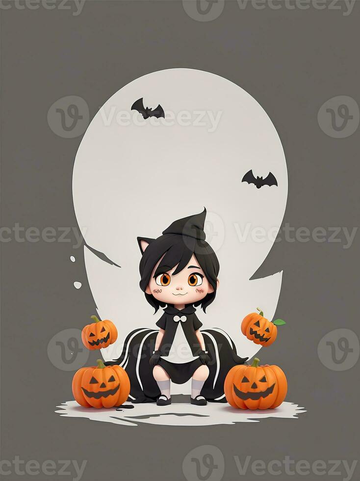 Cute 3D Halloween Background with pumpkin jack o lantern photo