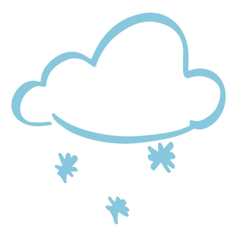 Cloud and snow. Doodle style. Hand drawn cloud with snow in sketch. Weather symbol vector