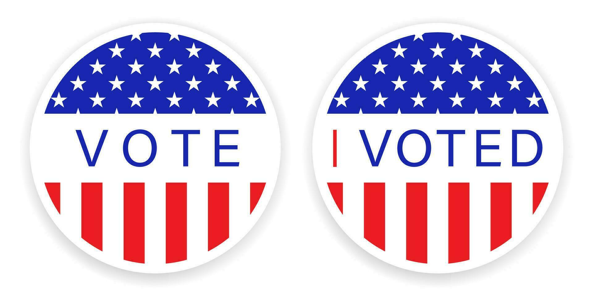 Presidential election in USA 2020. Vote sticker in circle. American round flag banner. I voted badge. Election in US in november. American stars. Election day. Vector EPS 10.