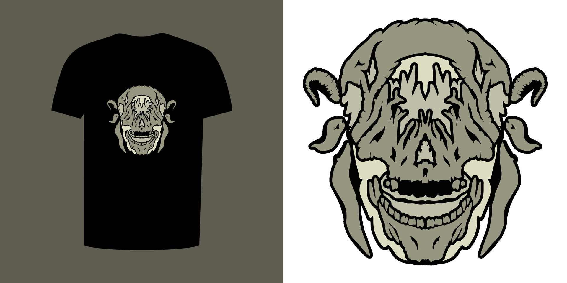 a t - shirt with a skull on it and a black shirt with a skull on it