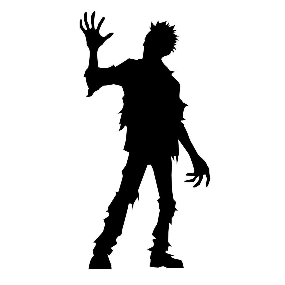 Zombie silhouette. Walking dead silhouette. Halloween flat vector Illustration for decorations