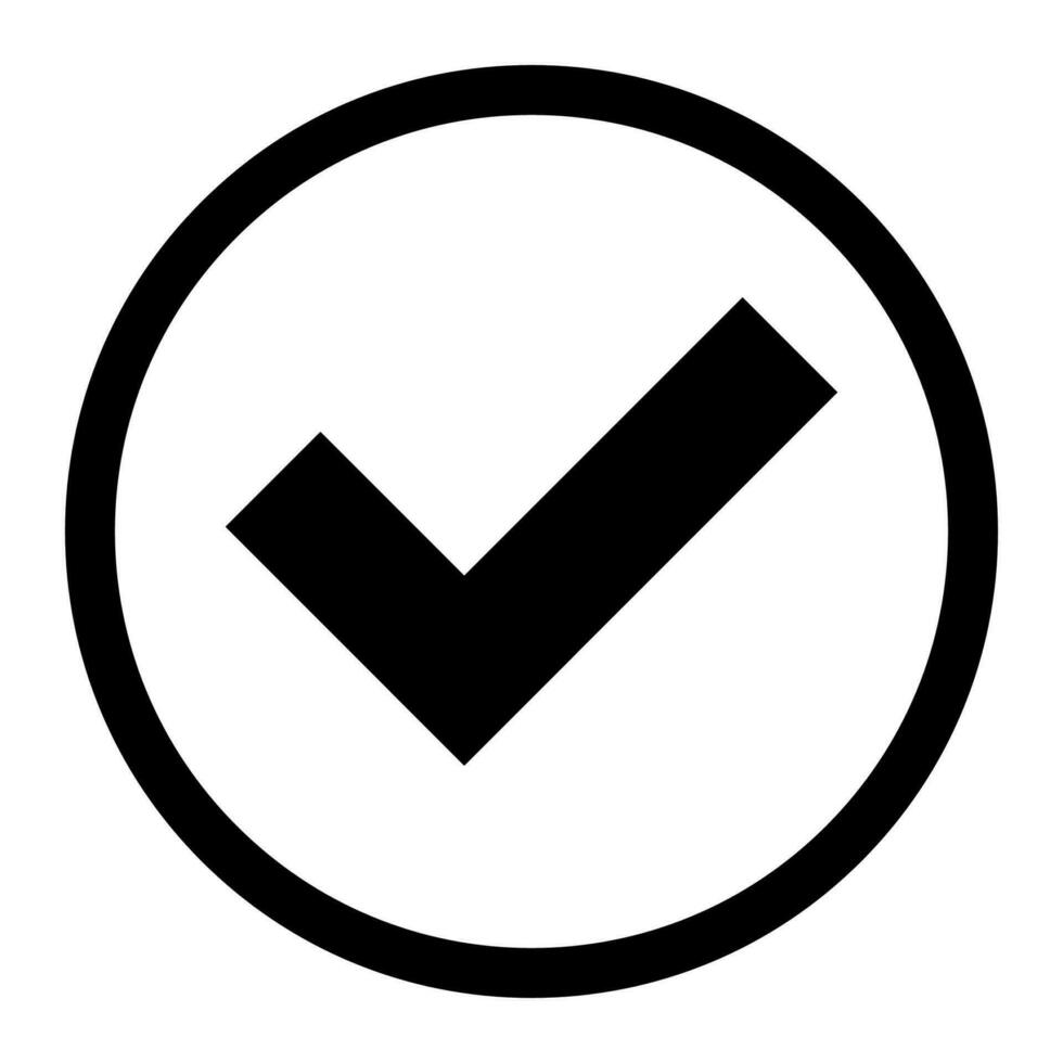 Transparent checkmark tick. Outline correct symbol. Yes sign in circle. Checkmark illustration. Vote icon vector