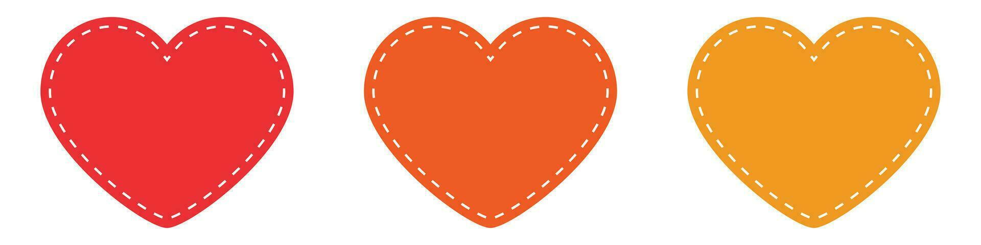 Dashed heart shape in red,orange and violet color. Dotted love symbol. Romantic icon in flat design. Outline heart illustration. Love icon in simple modert style. Vector EPS 10.