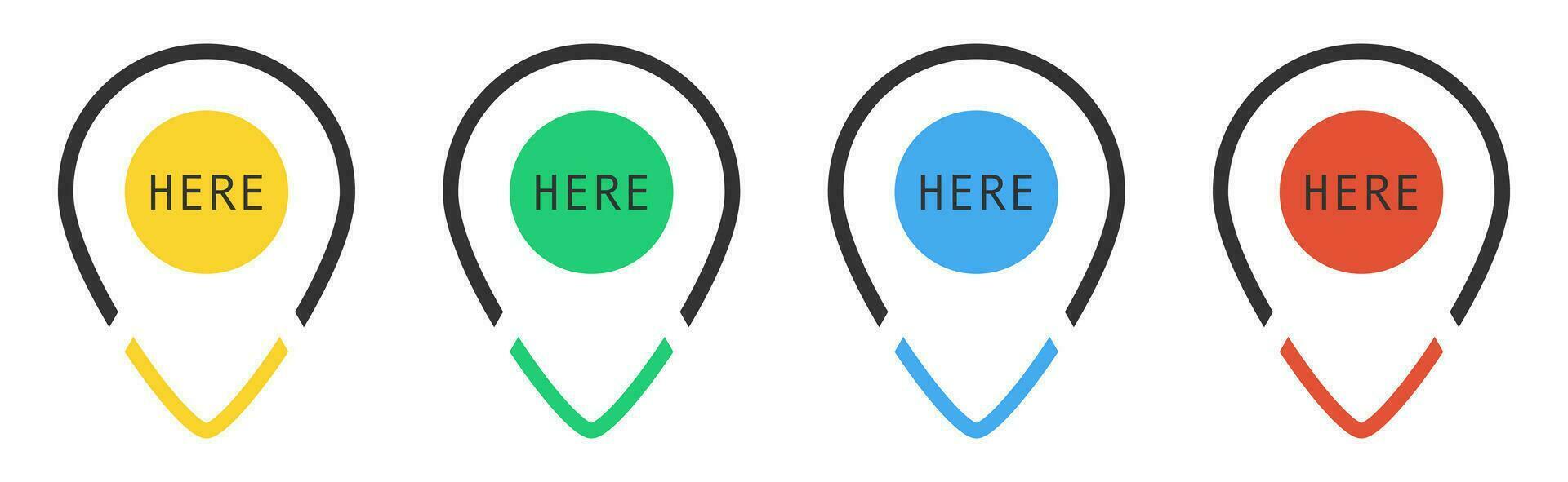 Location pin tag. Pointer marker set on white background. Position pinner in flat design. Modern design of direction marker. Isolated gps pin collection. Vector EPS 10.