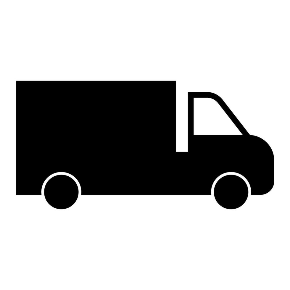 Delivery lorry. Shipping van. Courier transport. Lorry icon. Delivery symbol in glyph vector