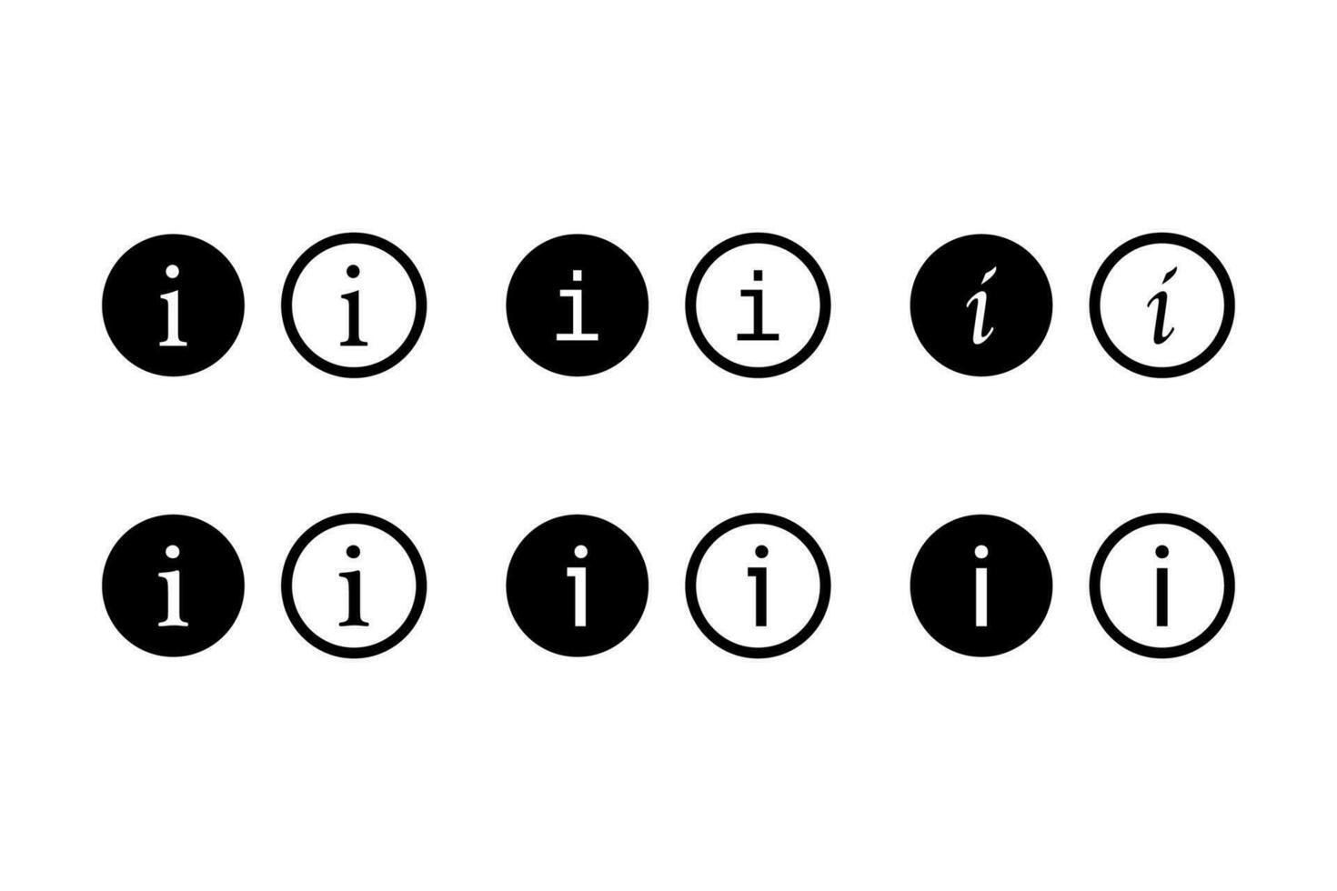 Information sign icons. Help pictogram. Info bubble sign. Isolated collection of support symbol. Black bold and outline hint icons. Vector EPS 10.